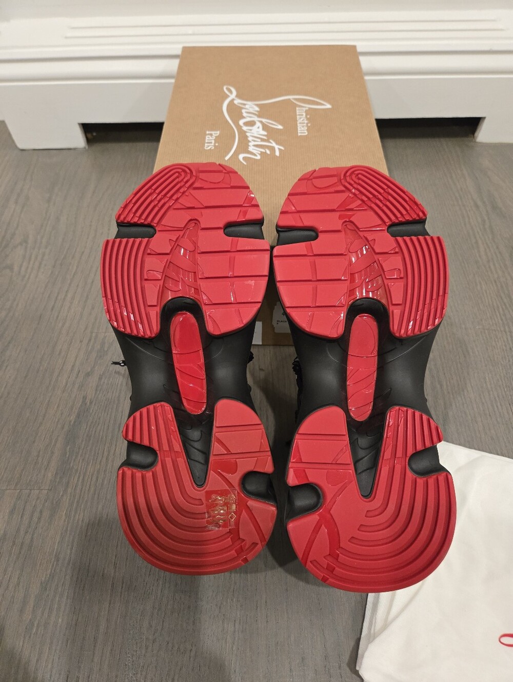 $1150 Christian Louboutin TrailnRun Neoprene Suede Black Sneakers EU 38 US 8 NIB - Picture 10 of 11